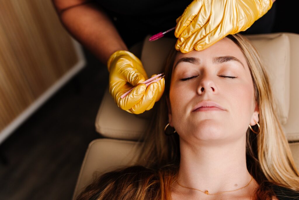 Facial treatment being applied