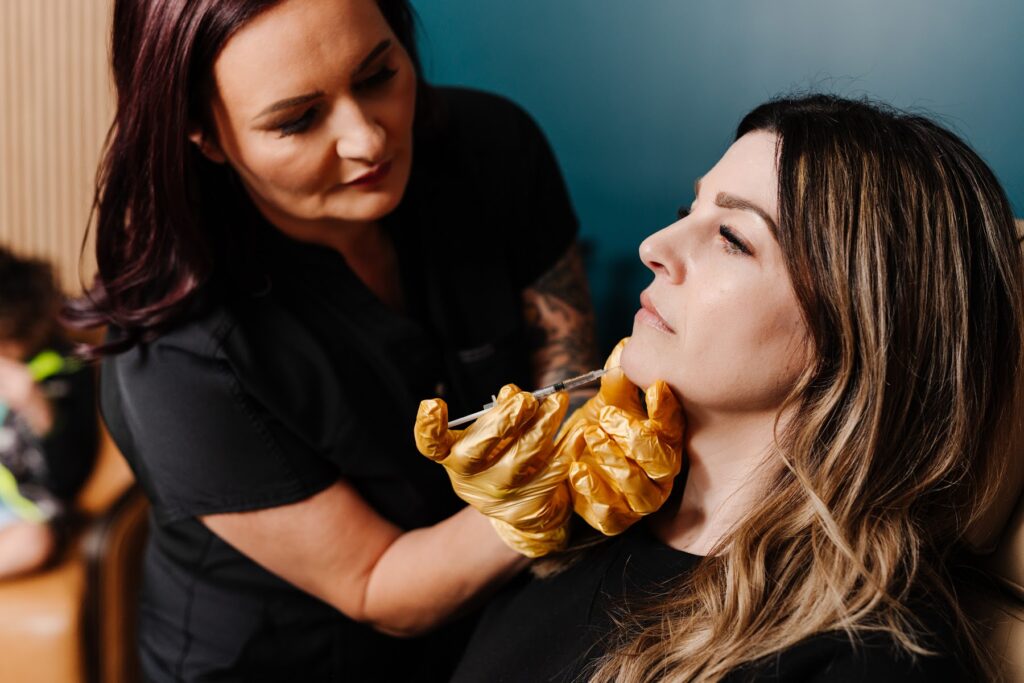 Wrinkle relaxer treatment along the jawline